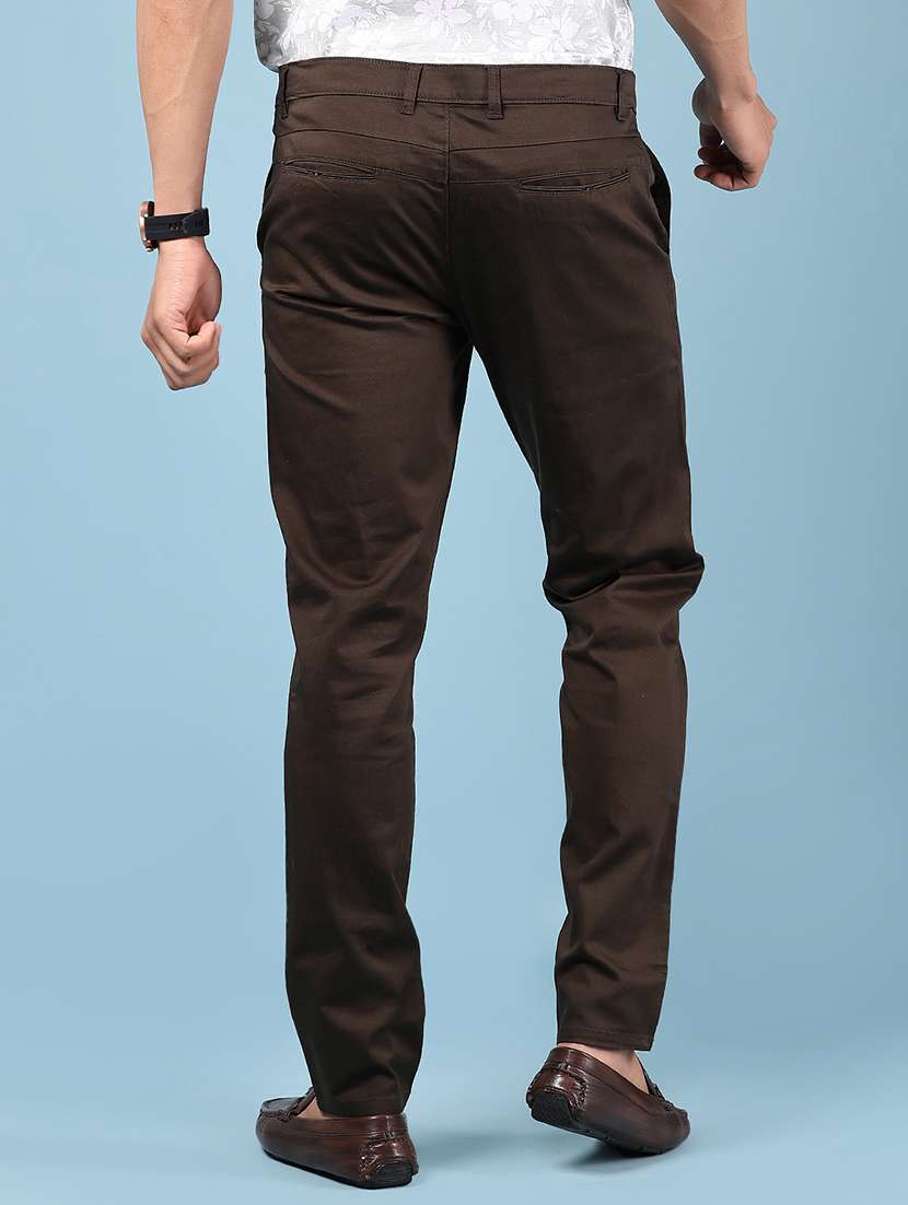men solid md rise flat front casual chinos  - 21872744 -  Standard Image - 3