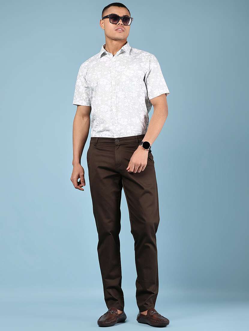 men solid md rise flat front casual chinos  - 21872744 -  Standard Image - 5