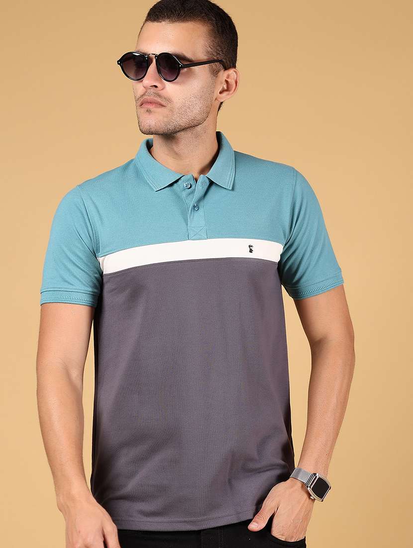 men color block short sleeve regular fit polo t-shirt - 21872770 -  Zoom Image - 0