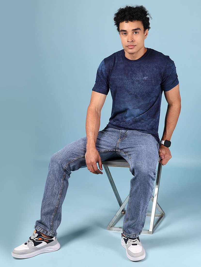 navy blue cotton all over print tshirt - 21872773 -  Standard Image - 5