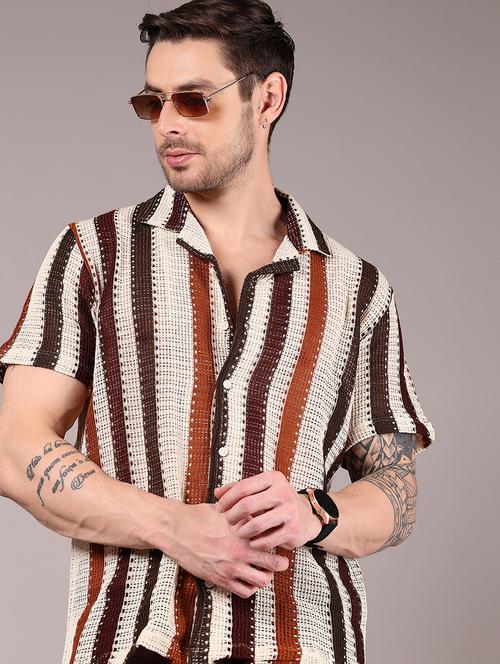 men self designed collaerd short sleeve shirt - 21872789 - Standard Image - 0