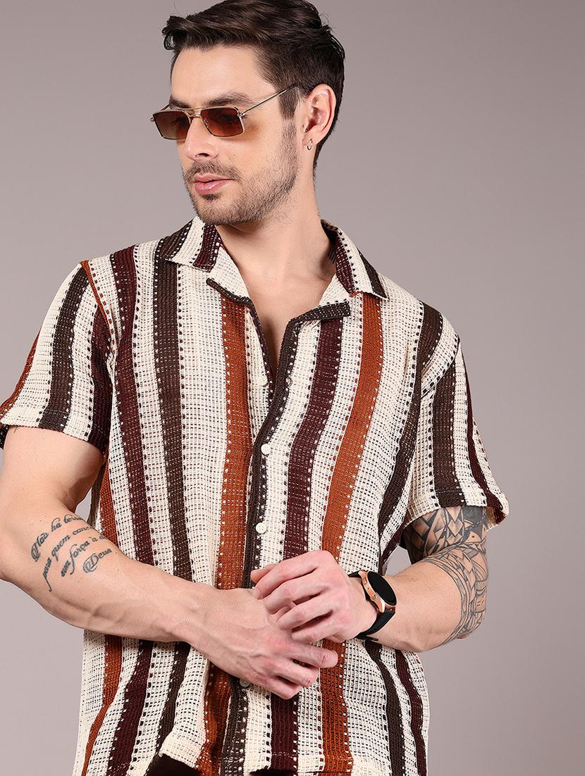 men self designed collaerd short sleeve shirt - 21872789 - Zoom Image - 0