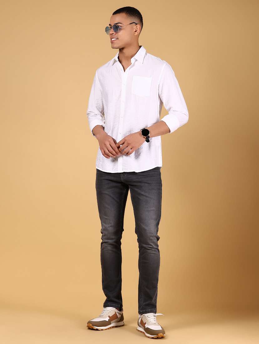 men solid collared long sleeve casual shirt - 21872808 - Standard Image - 3