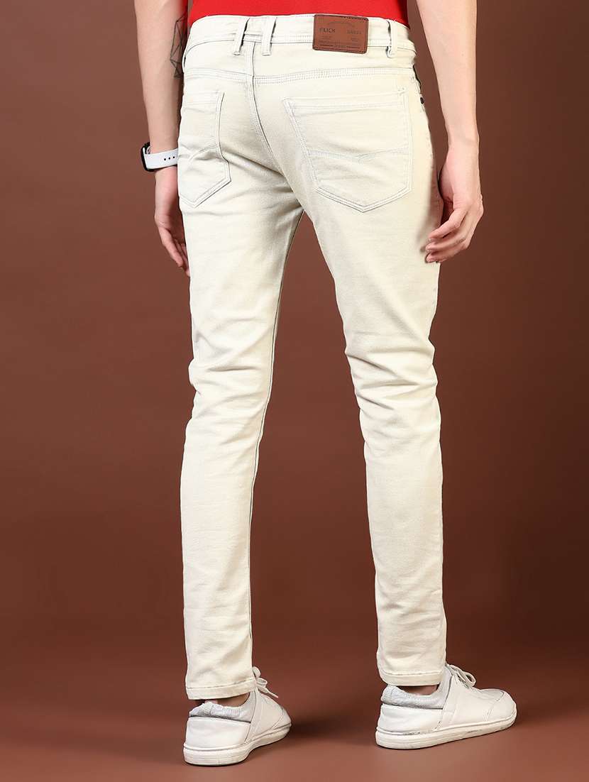 men's beige cotton blend slim jeans - 21872815 -  Standard Image - 3