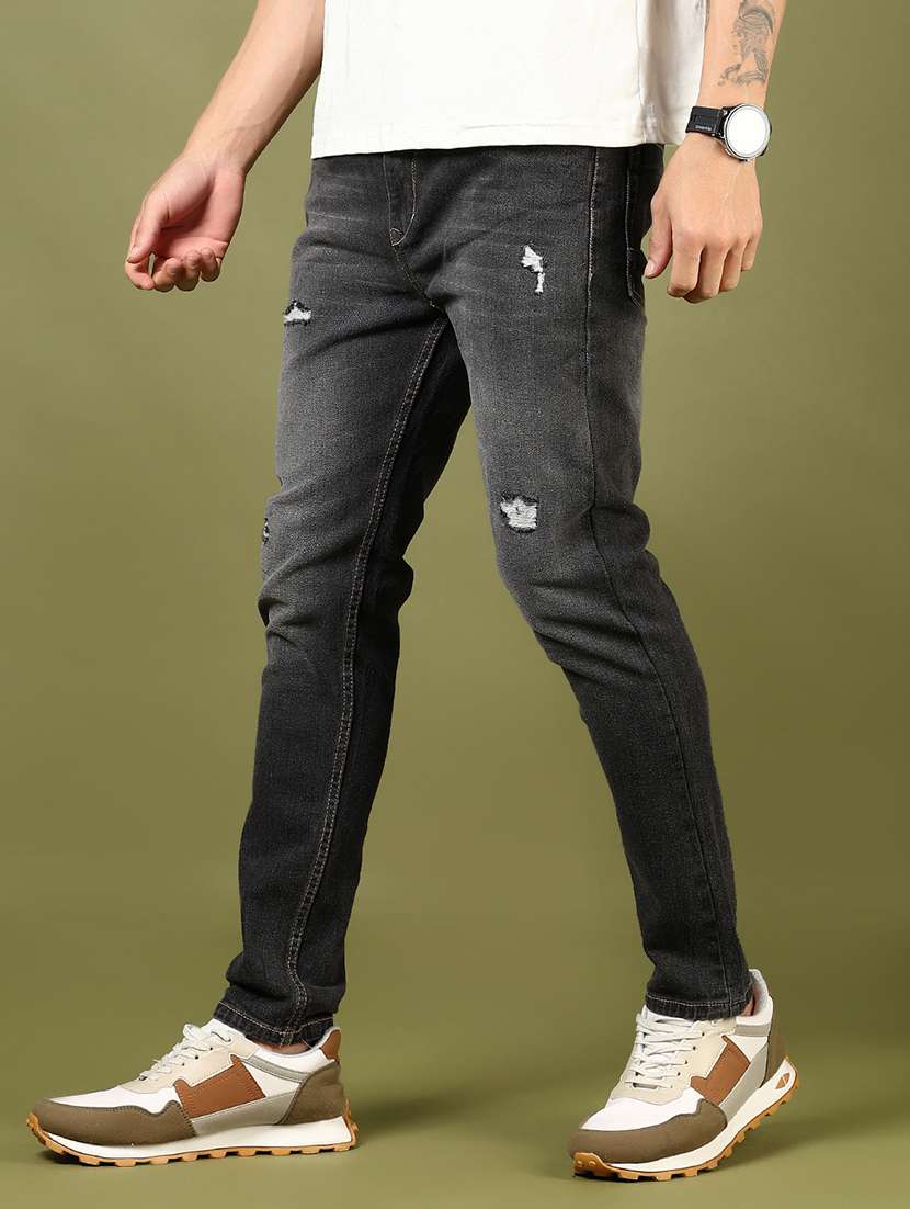 men distress mid rise full length jean
