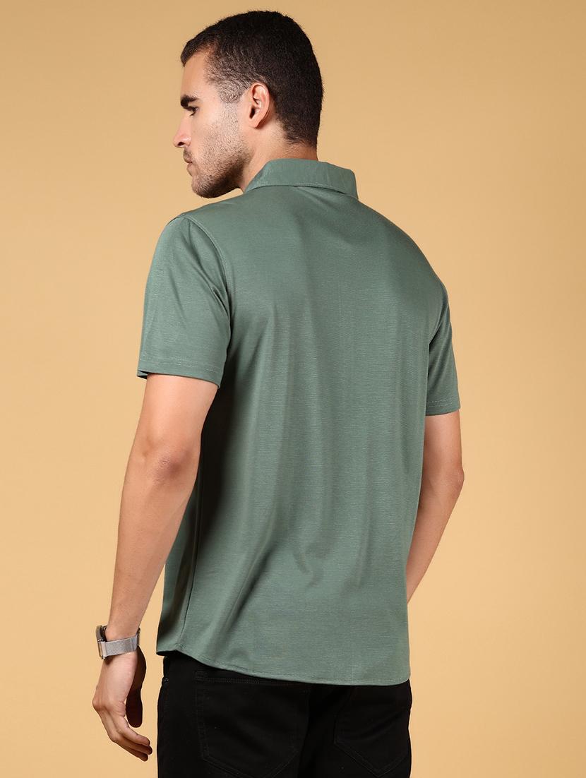 men solid short sleeve regular fit casual shirt - 21873020 - Standard Image - 3