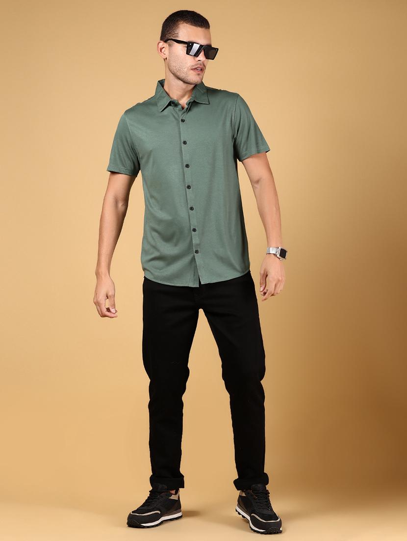 men solid short sleeve regular fit casual shirt - 21873020 - Standard Image - 5