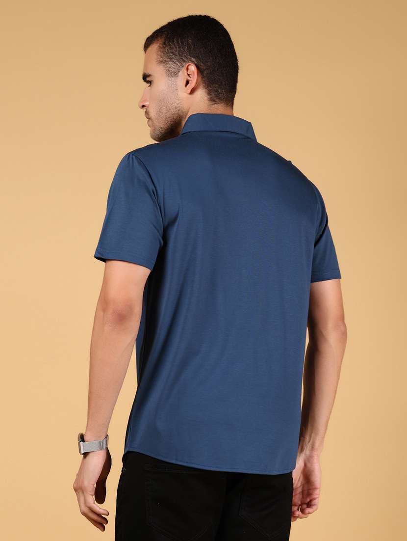 men solid short sleeve regular fit casual shirt - 21873021 -  Standard Image - 3