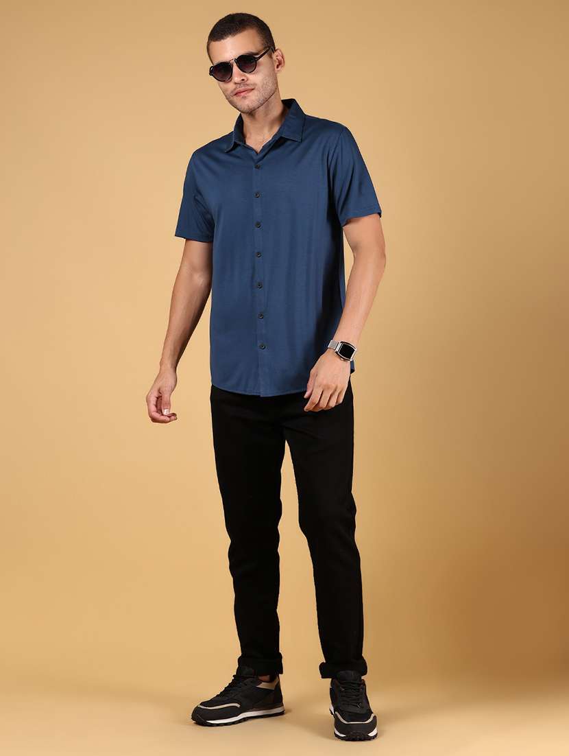 men solid short sleeve regular fit casual shirt - 21873021 -  Standard Image - 5