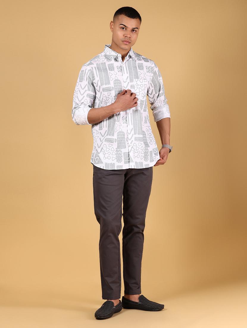 men printed long sleeve regular fit casual shirt - 21873032 - Standard Image - 5