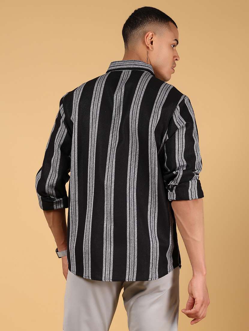 men pristripednted collared long sleeve shirt - 21873070 -  Standard Image - 3