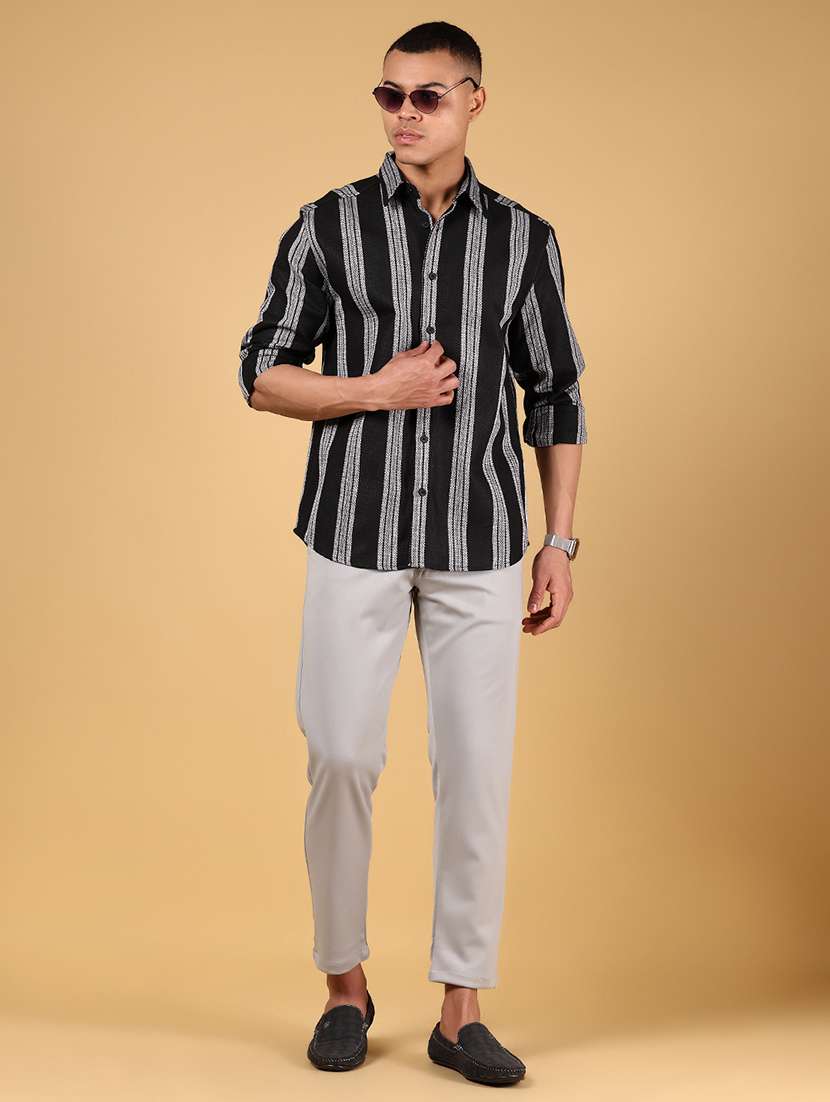 men pristripednted collared long sleeve shirt - 21873070 -  Standard Image - 5