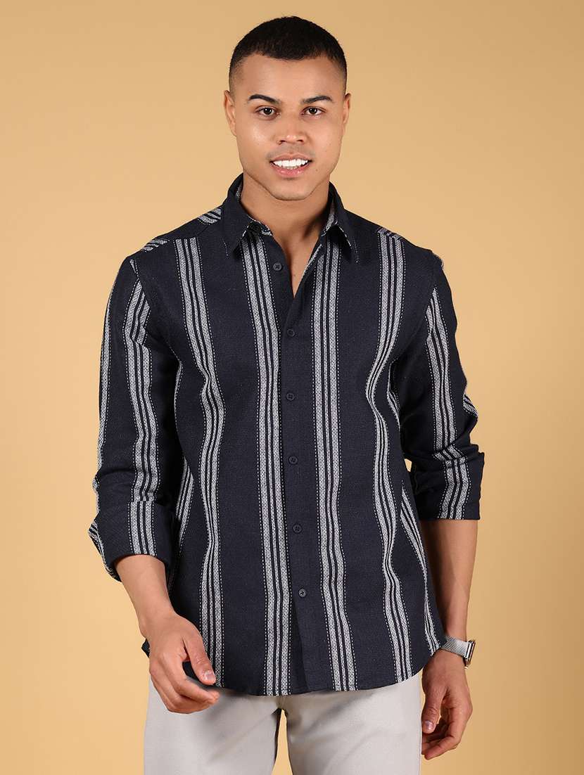Men Striped Long Sleeve Casual Shirt - Image 3