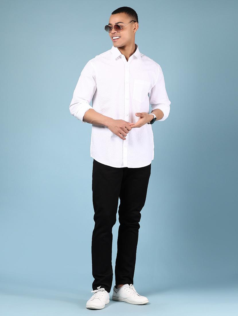 men solid long sleeve regular fit casual shirt - 21873104 - Standard Image - 5