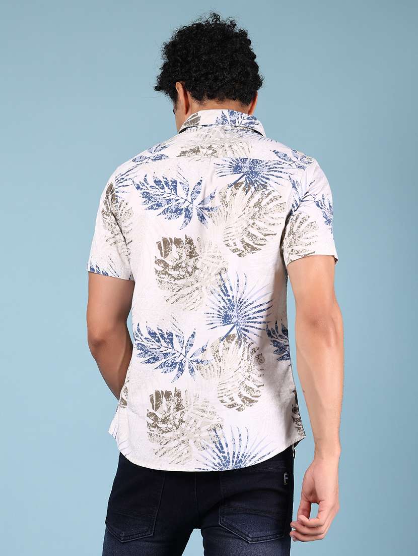 men printed short sleeve regular fit casual shirt - 21873106 - Standard Image - 3