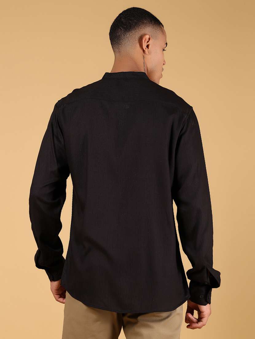 men printed mandarin collar long sleeve shirt - 21873118 -  Standard Image - 3