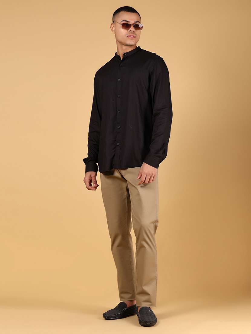 men printed mandarin collar long sleeve shirt - 21873118 -  Standard Image - 5