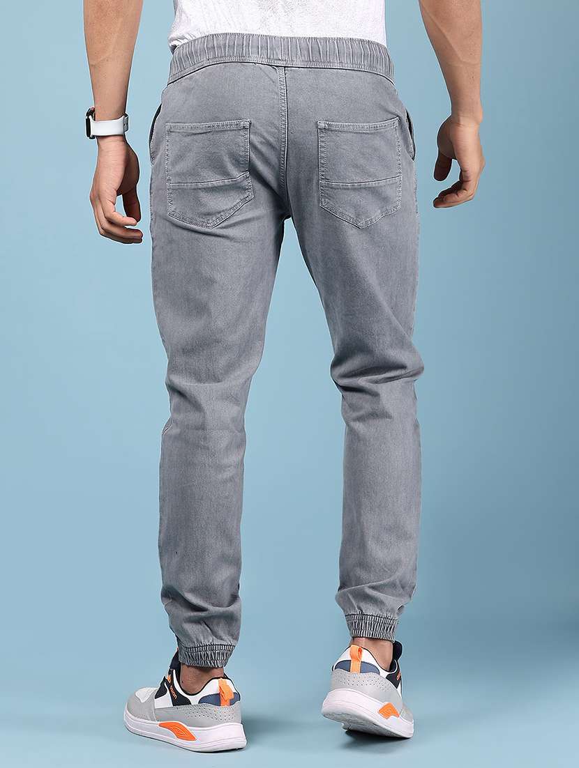 men grey solid mid rise regular fit jogger - 21873125 -  Standard Image - 3