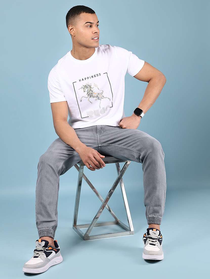 men grey solid mid rise regular fit jogger - 21873125 -  Standard Image - 5