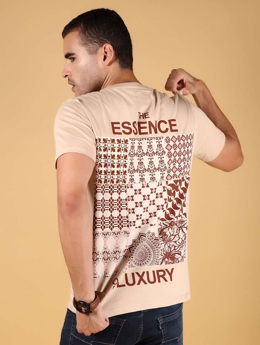 men front & back print round neck regular fit t-shirt