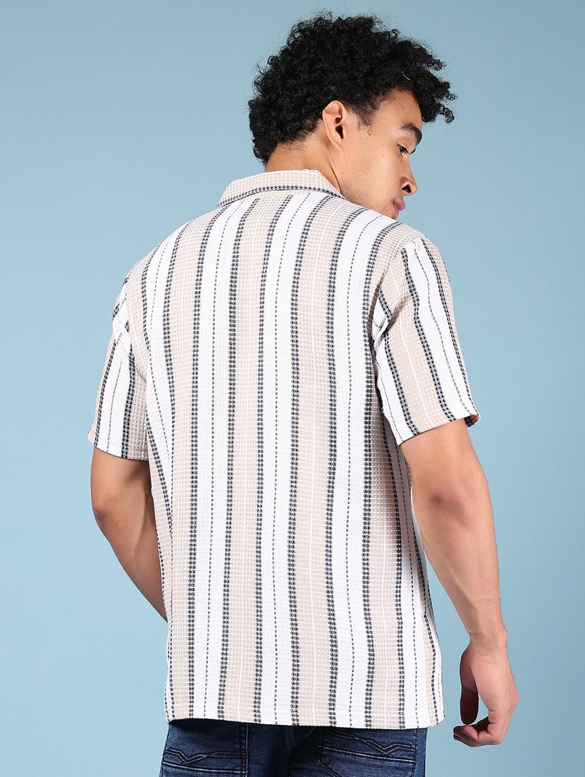 men striped short sleeve regular fit casual shirt - 21873162 - Standard Image - 3