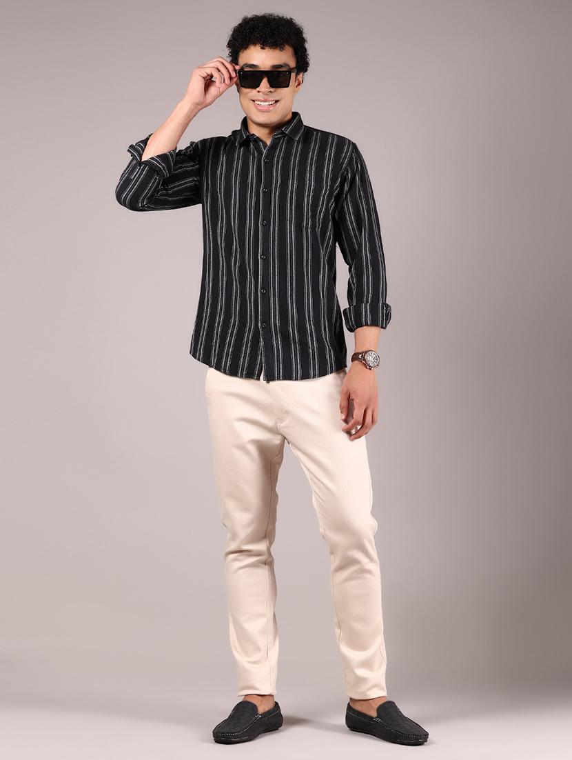 men solid md rise flat front casual chinos - 21873203 - Standard Image - 5
