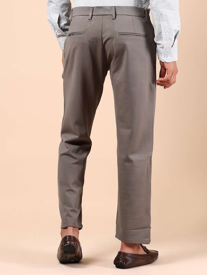 men solid md rise flat front casual chinos  - 21873207 -  Standard Image - 3