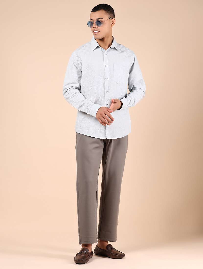 men solid md rise flat front casual chinos  - 21873207 -  Standard Image - 5