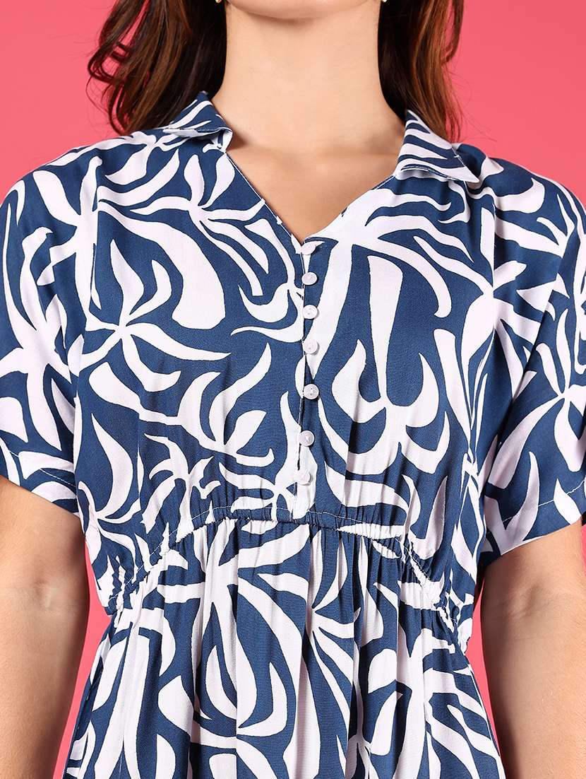 women printed short sleeve a-line dress - 21873305 -  Standard Image - 5