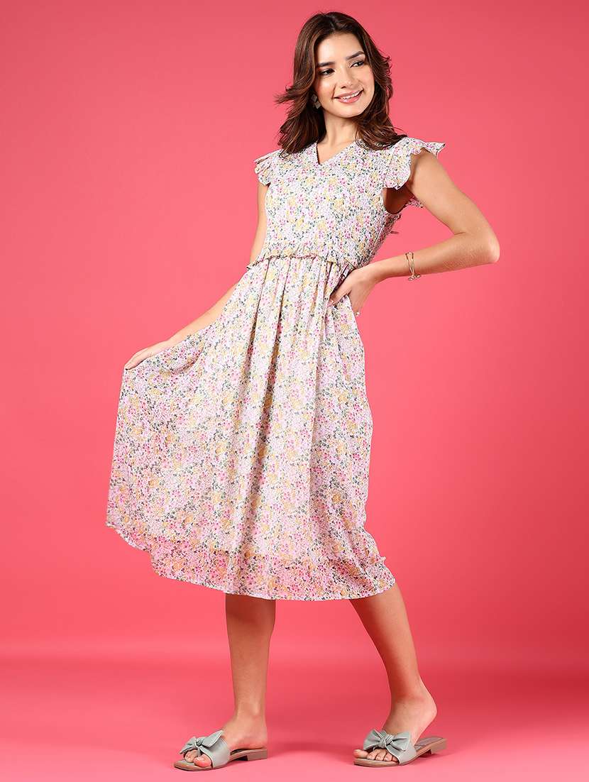 women floral print sleeveless fit & flare dress - 21873306 -  Standard Image - 3