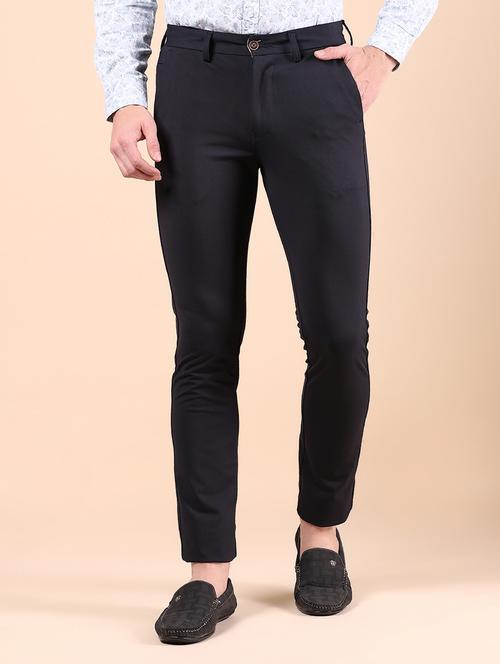 men solid md rise casual chinos - 21873308 - Standard Image - 0
