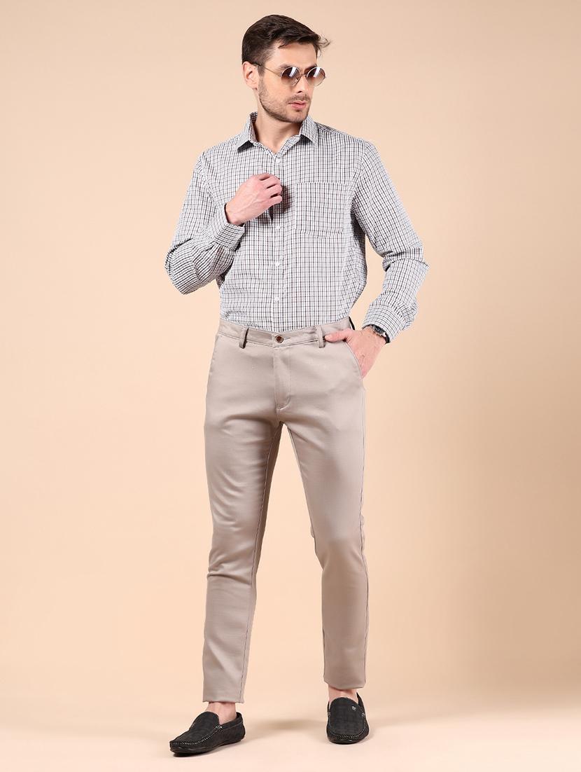 men solid md rise casual chinos - 21873310 - Standard Image - 5