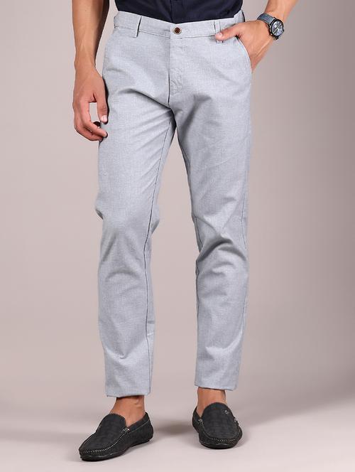 men solid md rise casual chinos - 21873312 - Standard Image - 0