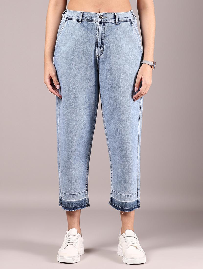 women solid high rise straight fit jean - 21873318 - Zoom Image - 0