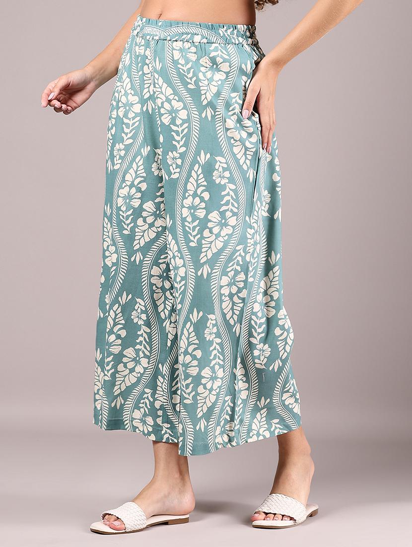 women printed mid rise flared palazzo - 21873319 - Standard Image - 3