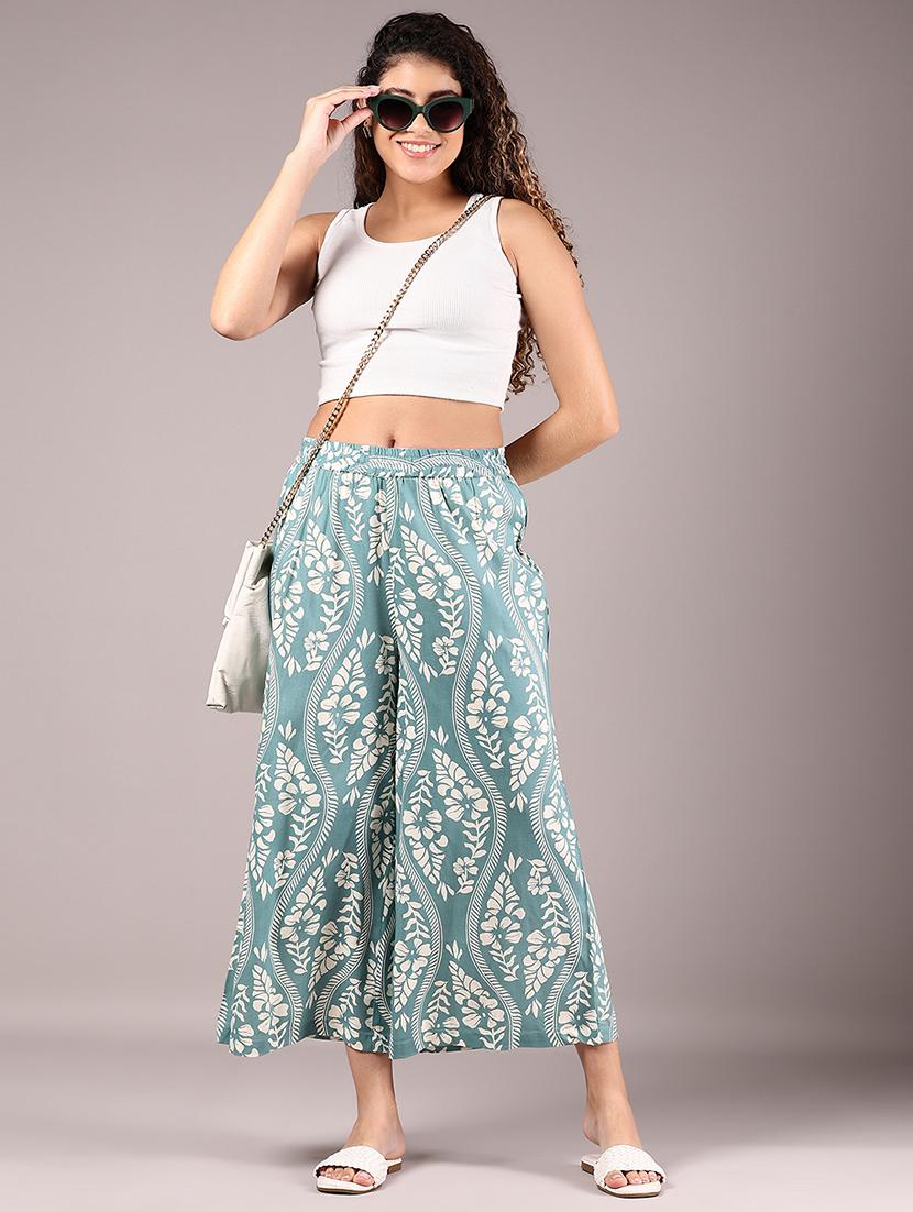 women printed mid rise flared palazzo - 21873319 - Standard Image - 5