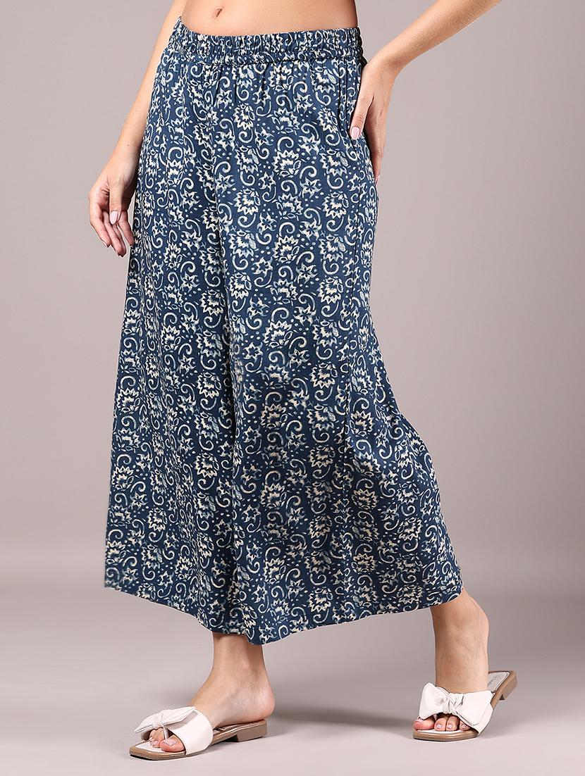 women printed mid rise flared palazzo - 21873320 - Standard Image - 3