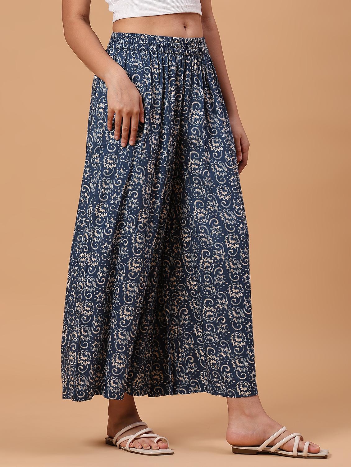 women printed mid rise flared palazzo - 21873320 - Standard Image - 3