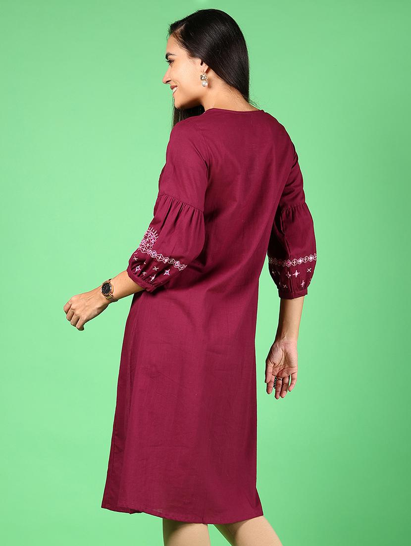 purple cotton aline kurta - 21873332 - Standard Image - 3