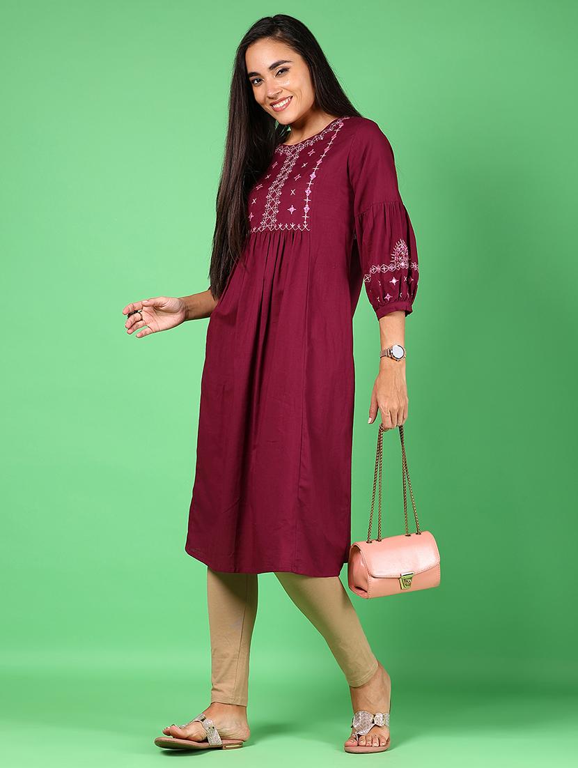 purple cotton aline kurta - 21873332 - Standard Image - 5