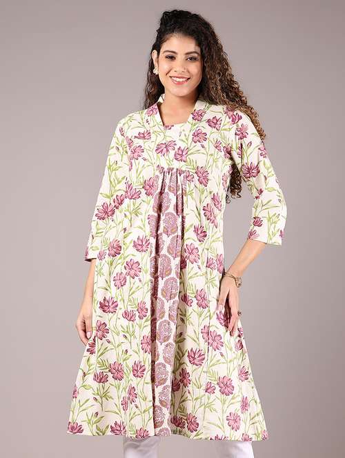 women off white floral print a-line kurta - 21873333 -  Standard Image - 0