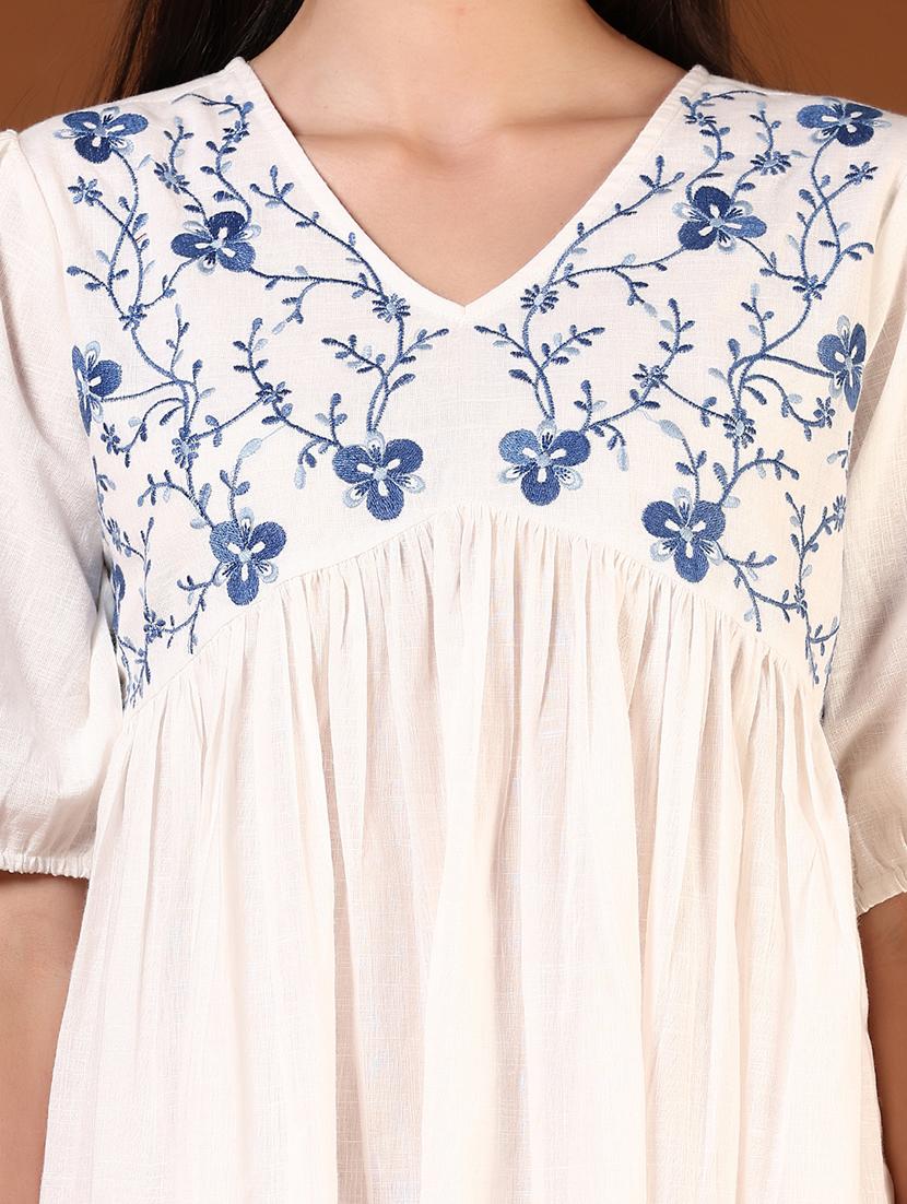 women embroidered puff sleeve a-line dress - 21873340 - Standard Image - 3