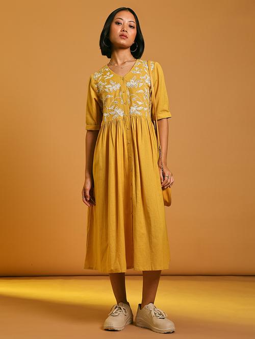 women embroidered elbow sleeve a-line ethnic dress - 21873343 -  Standard Image - 0