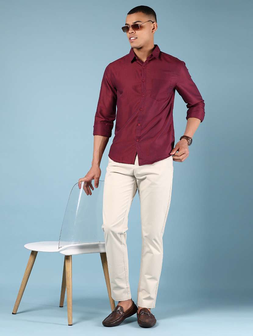 men solid md rise casual chinos  - 21873364 -  Standard Image - 5
