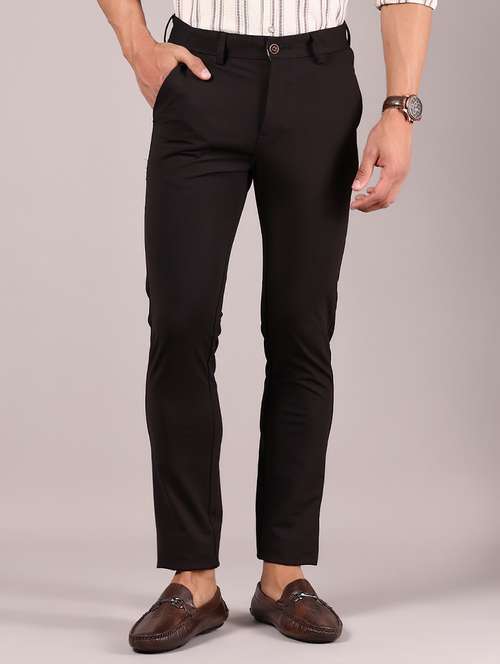 men solid md rise casual chinos - 21873387 - Standard Image - 0