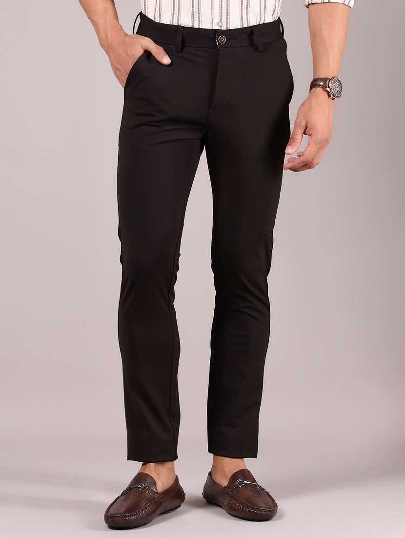 men solid md rise casual chinos - 21873387 - Zoom Image - 0
