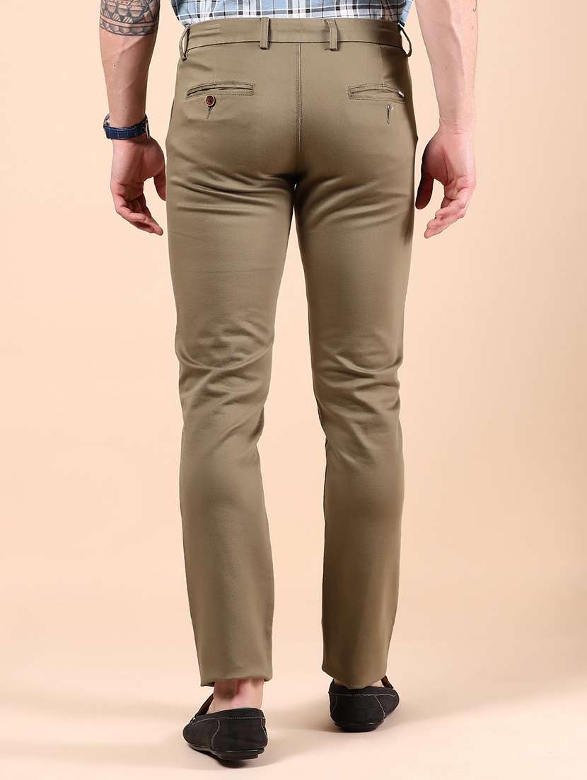men solid md rise casual chinos  - 21873393 -  Standard Image - 3