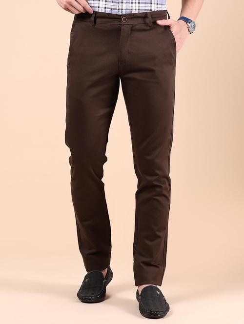 men solid md rise casual chinos - 21873441 - Standard Image - 0