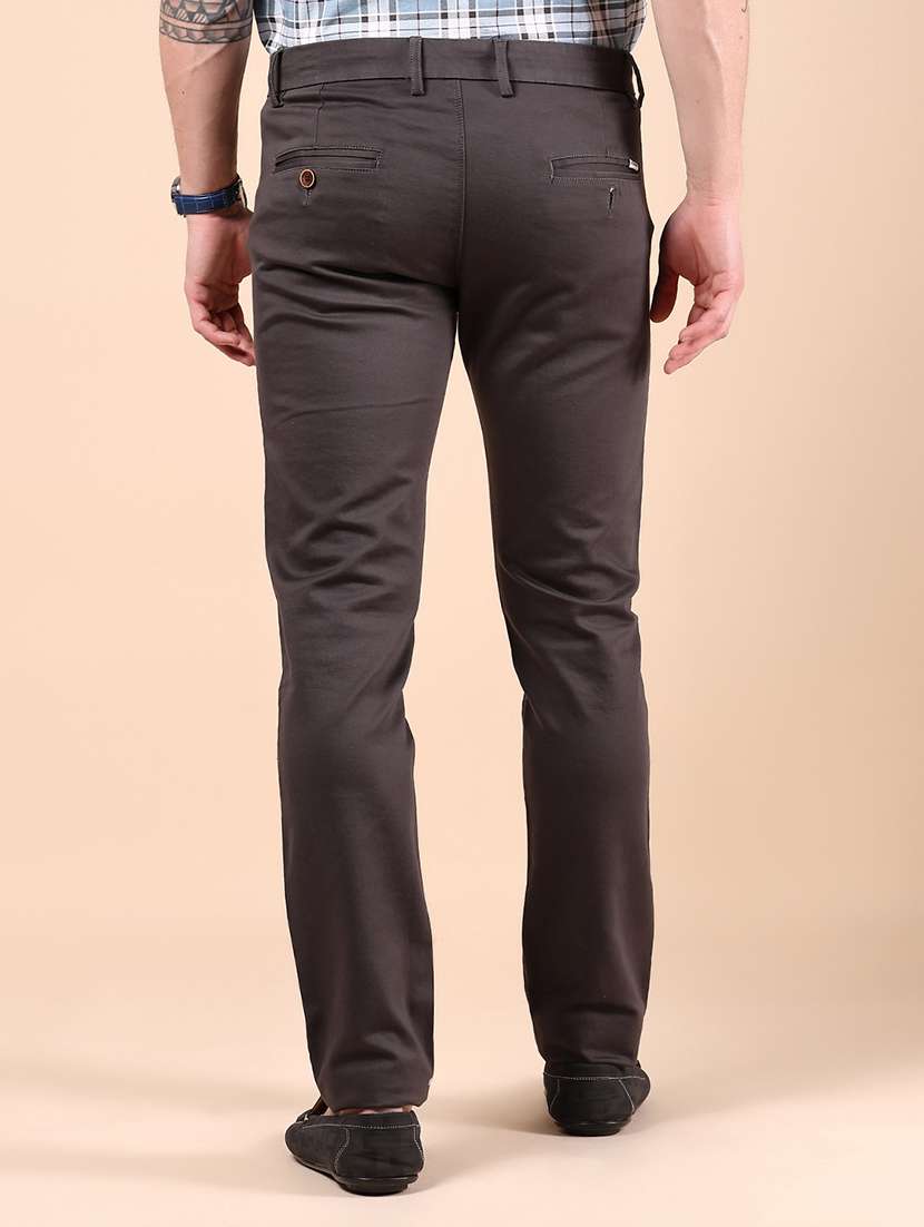 men solid md rise casual chinos - 21873444 - Standard Image - 3