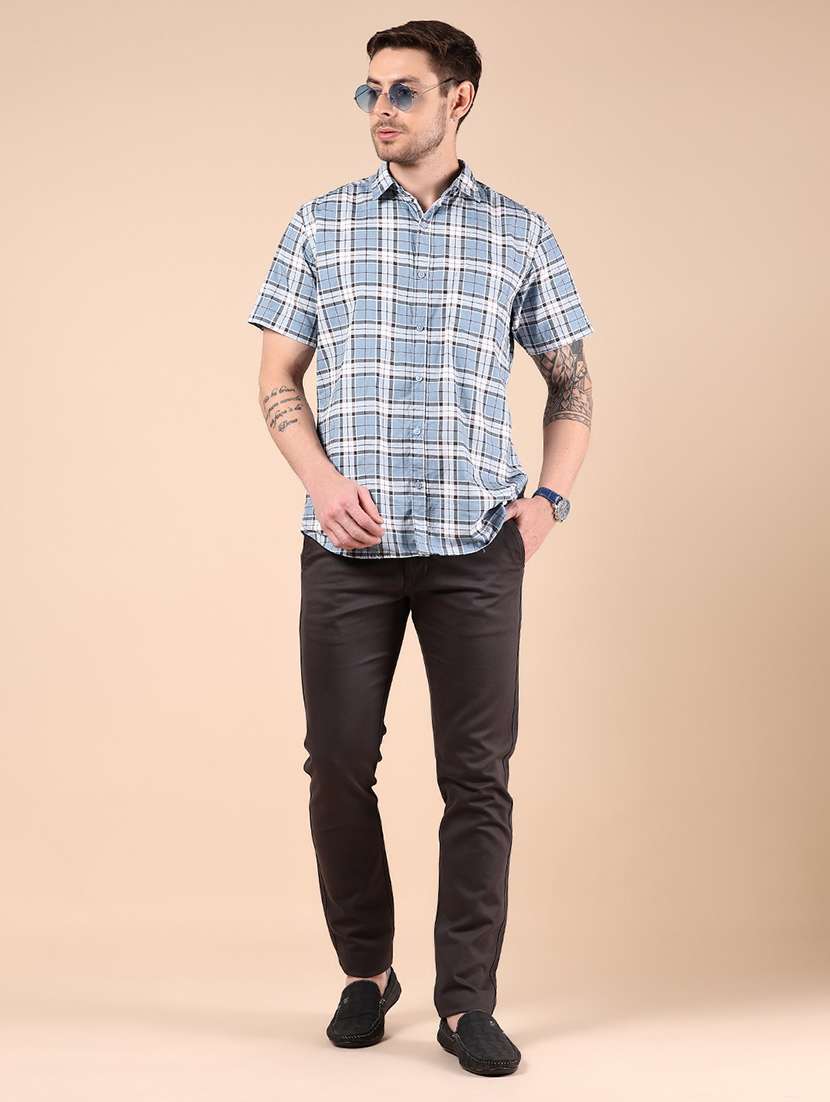 men solid md rise casual chinos - 21873444 - Standard Image - 5